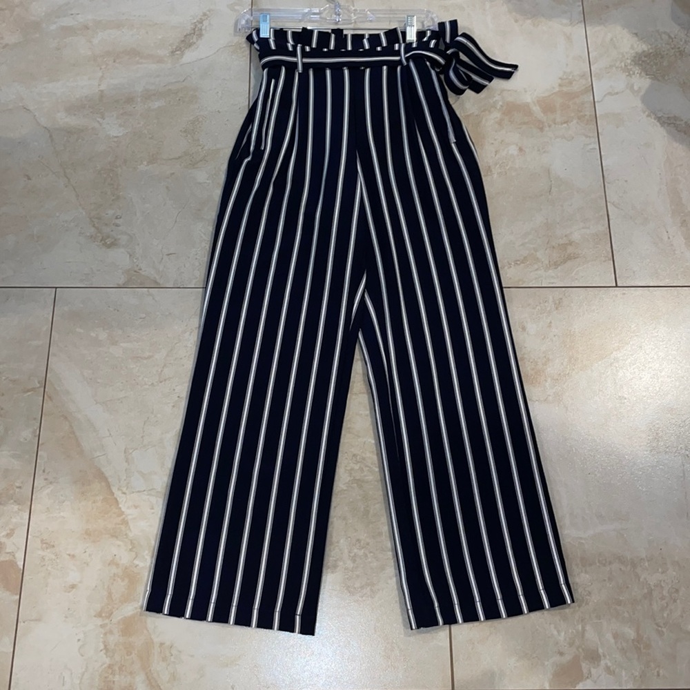 Blue PaperBag Wide Leg Pants